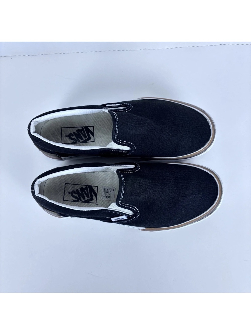 Vans Classic Slip-On Stacked Women’s Size 7.5 Black/White/Gum - Picture 2 of 10